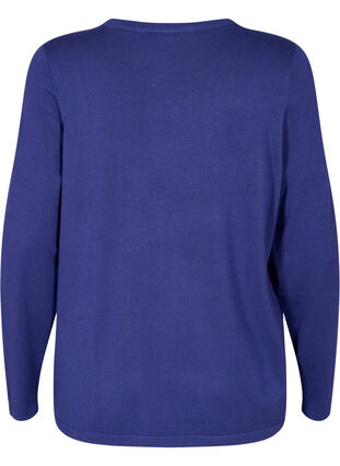 	 Knitted viscose top with long sleeves, Deep Cobalt Solid, Packshot image number 1