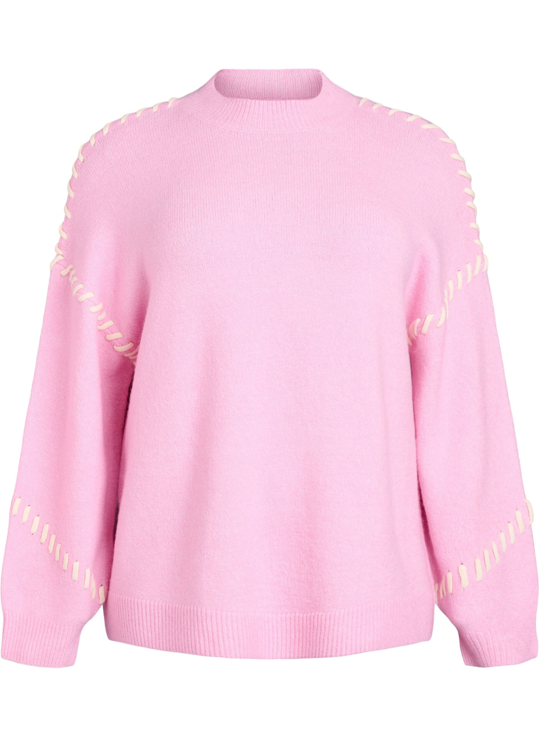 Zizzifashion Jumper with decorative stitching, Pink, Packshot image number 0