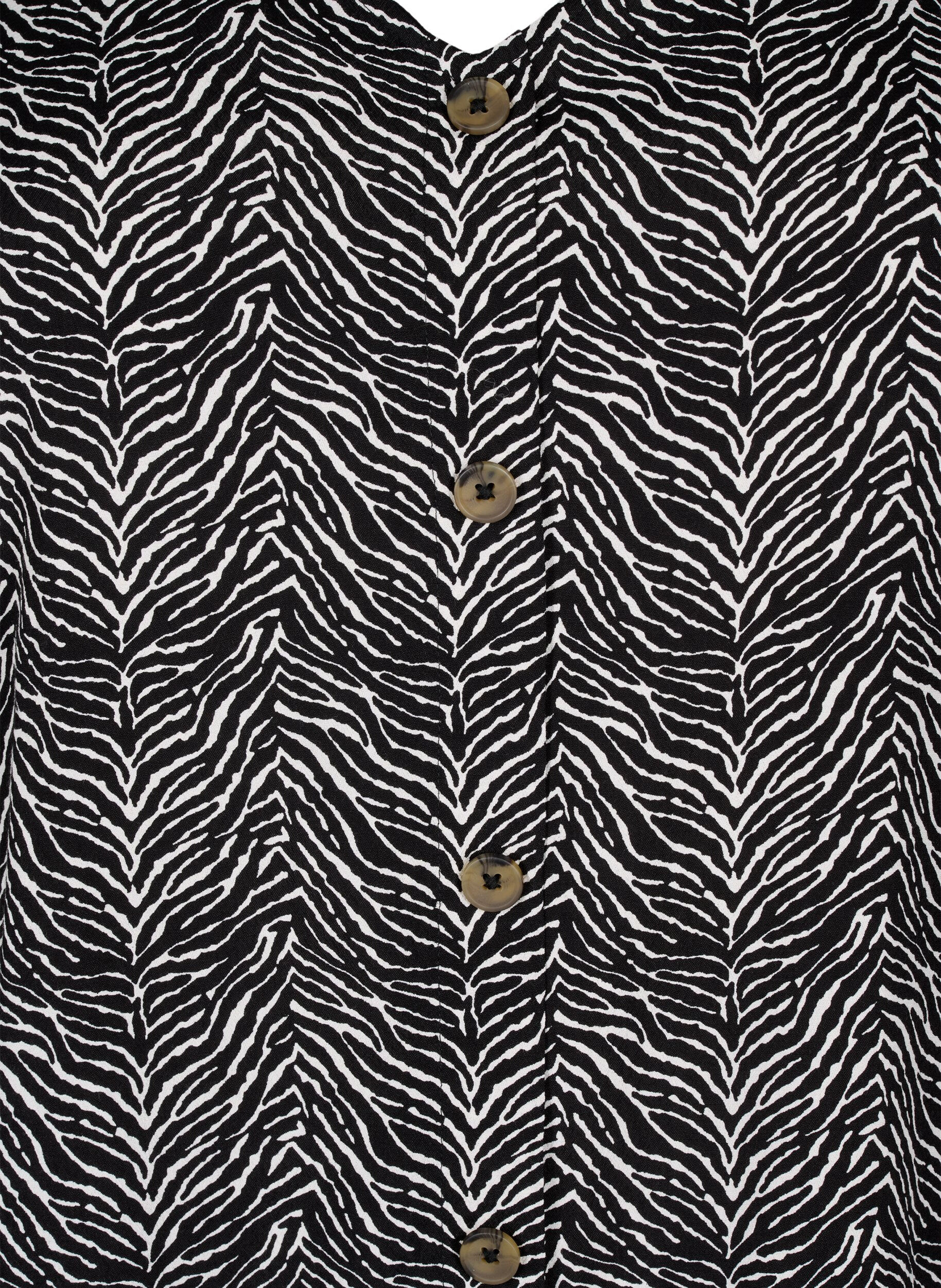 Zizzifashion Viscose blouse with buttons, Black Graphic AOP, Packshot image number 2