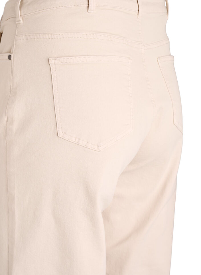 Coloured Myra jeans with wide fit and high waist, Vanilla, Packshot image number 3
