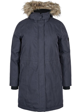 Waterproof winter jacket with removable hood, Black, Packshot image number 0