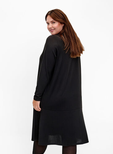 Jersey dress with high neck and pockets, Black, Model image number 1