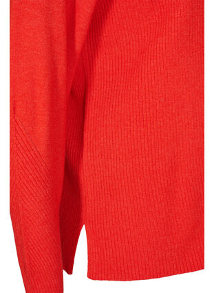 Knitted sweater in rib with slits, Fiery Red Mel., Packshot image number 3