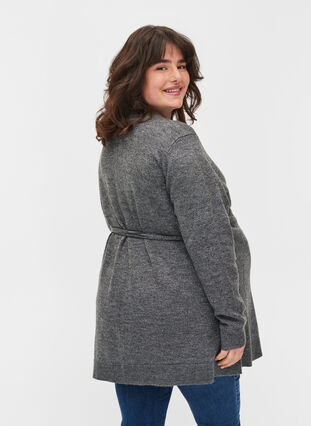 Mottled maternity blouse in knit with wrap, Medium Grey Melange, Model image number 1