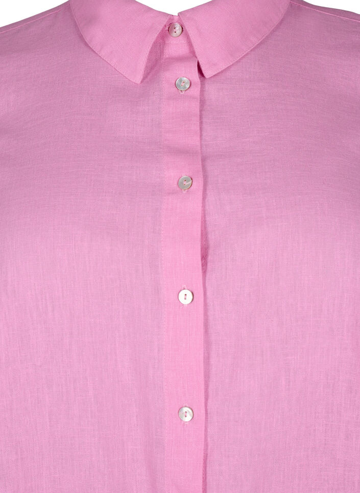 Long shirt in linen and cotton, Rosebloom, Packshot image number 2