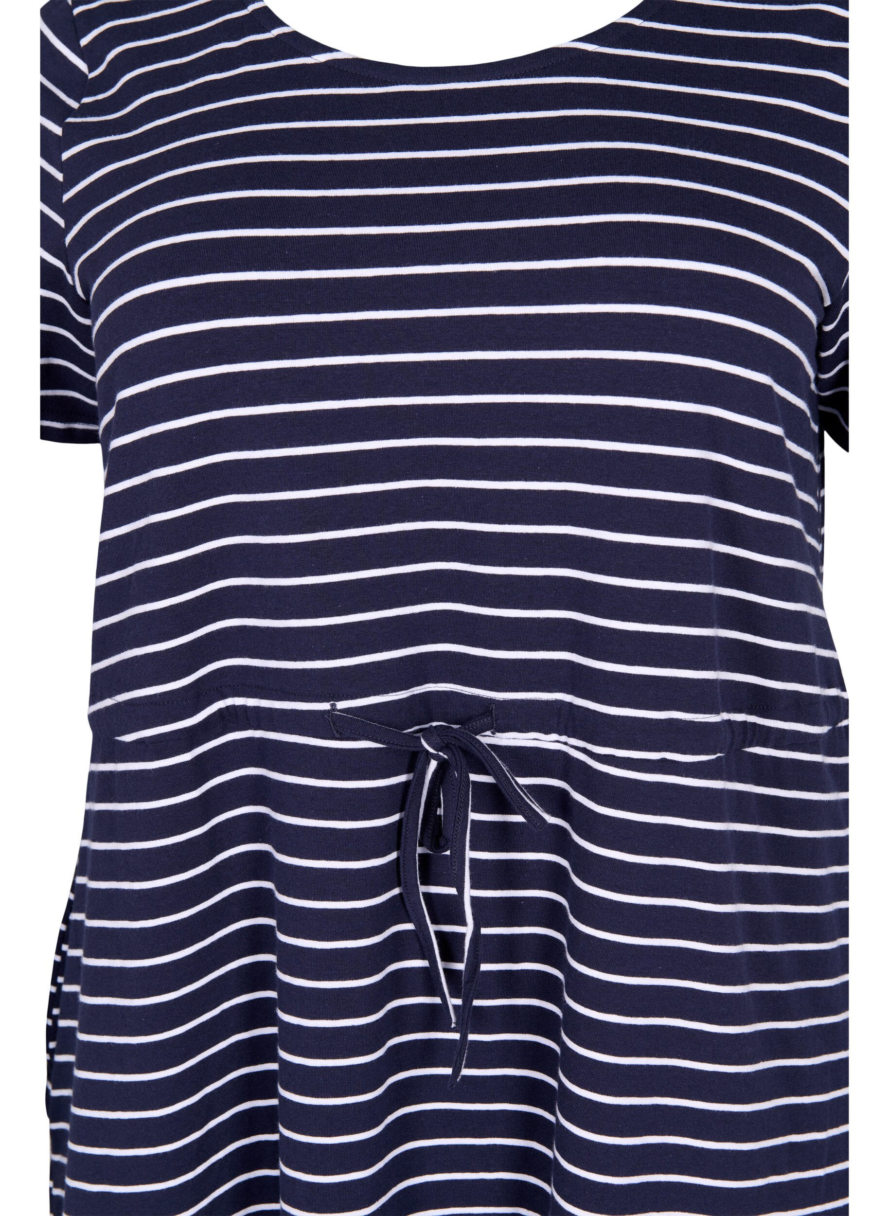 Zizzifashion Striped tunic in cotton with short sleeves, Night Sky Stripe, Packshot image number 2