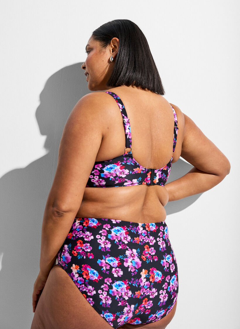 Underwire bikini bra with pattern, Purple, Model image number 2