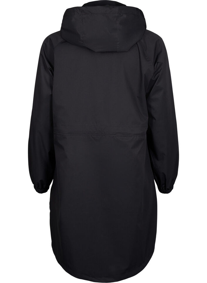 Functional coat with pockets and hood, Black, Packshot image number 1