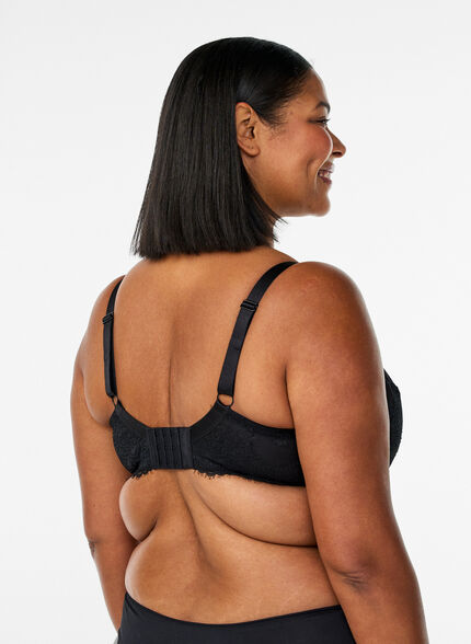 ZizzifashionFull coverage bra with lace and microfibre, Black, Model image number 2