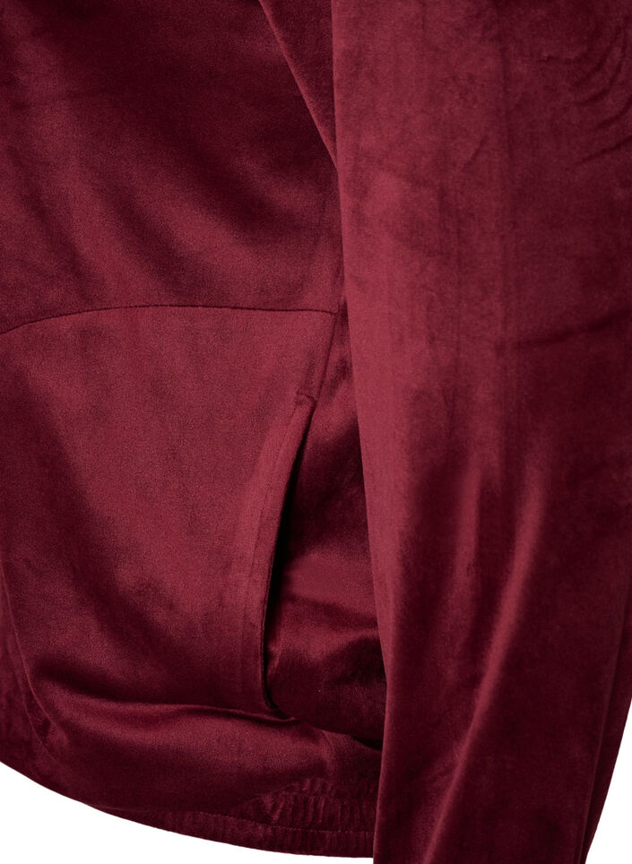 Soft velour cardigan with a zipper and high collar, Red, Packshot image number 3