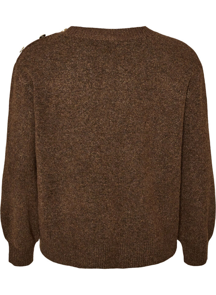 Knit blouse with button detail, Brown, Packshot image number 1