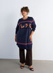 Short knitted dress with Christmas motif, Blue, Model image number 1