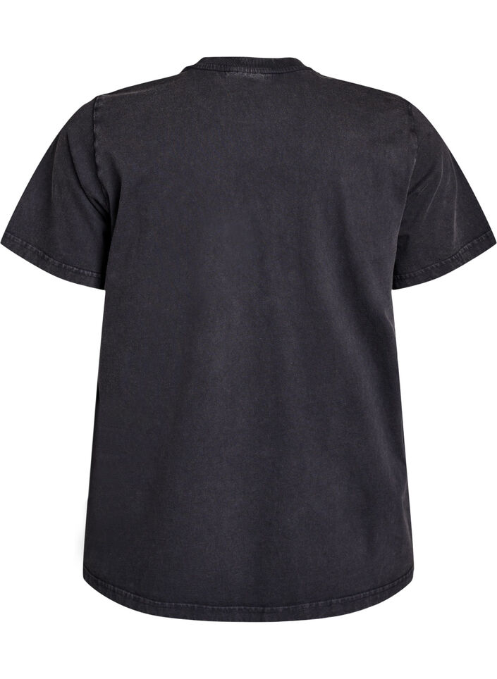 T-shirt with teddy bear print and washed look, Grey, Packshot image number 1