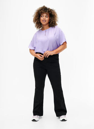 Short sleeve blouse in viscose, Violet Tulip, Model image number 2