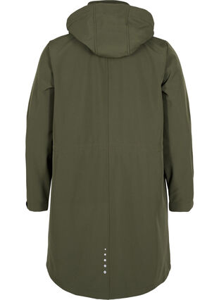 Long, hooded softshell jacket, Forest Night Solid, Packshot image number 1