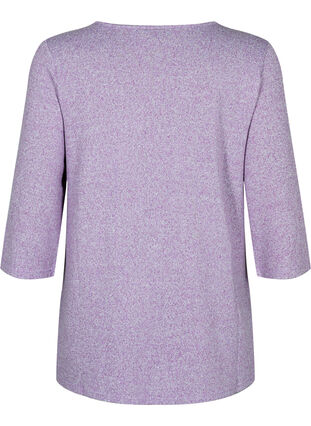 Blouse with buttons and 3/4 sleeves, Royal Lilac Melange, Packshot image number 1