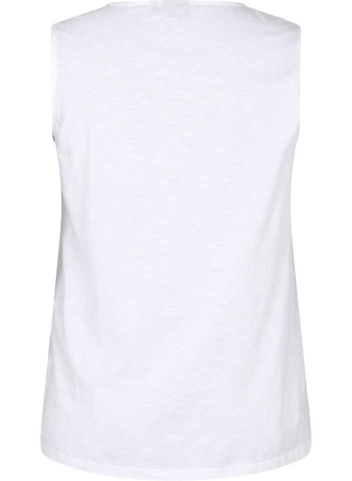 Sleeveless top in cotton, Bright White, Packshot image number 1
