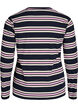 Long-sleeved night top in ribbed jersey with stripes, Blue, Packshot image number 1
