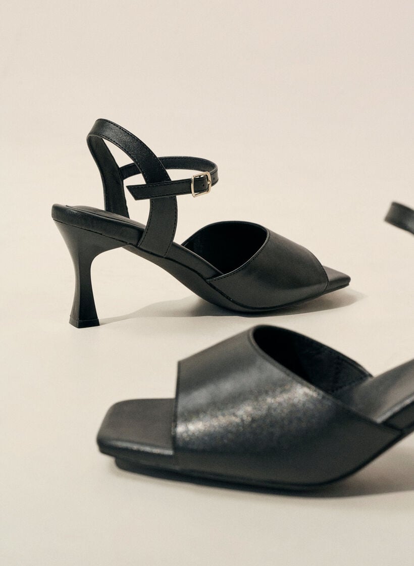 Pumps with an open toe and square toe, Black, Image image number 0
