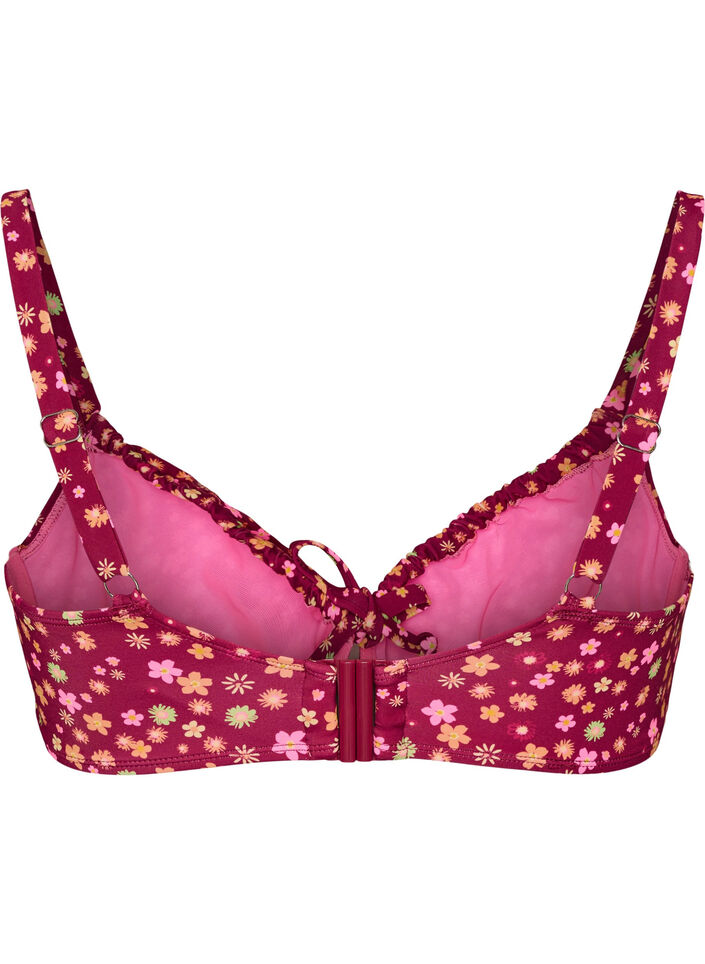 Underwired bikini top with tie straps, Red, Packshot image number 1