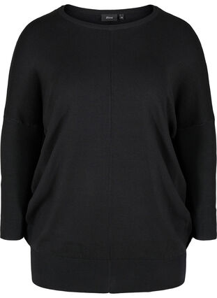 Knitted jumper with round neckline, Black, Packshot image number 0