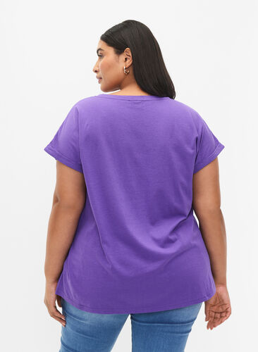 Short sleeved cotton blend t-shirt, ULTRA VIOLET, Model image number 1