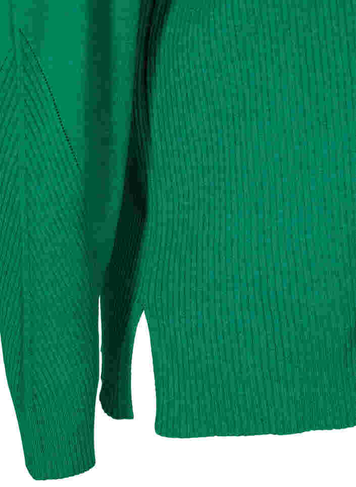 Knitted sweater in rib with slits, Jolly Green Mel., Packshot image number 3