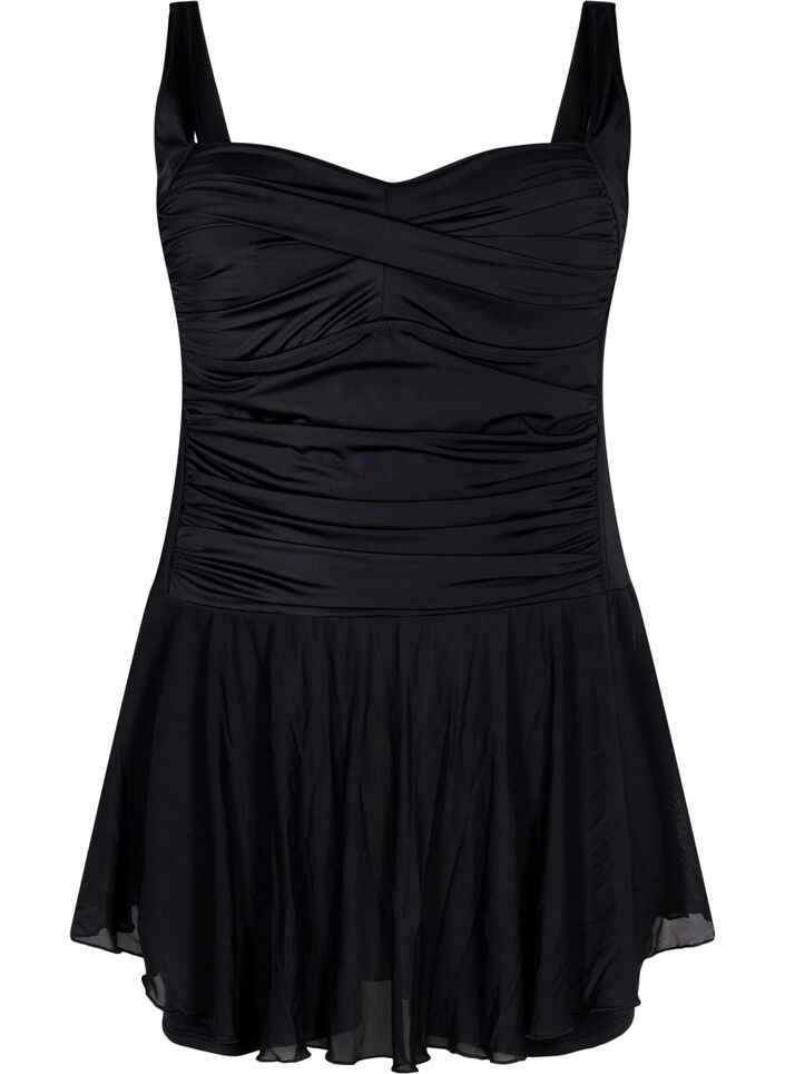 Swim dress with skirt and inner shorts, Black, Packshot image number 0