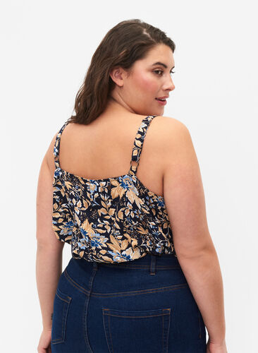 FLASH - Top with print, Brown Blue Flower, Model image number 1
