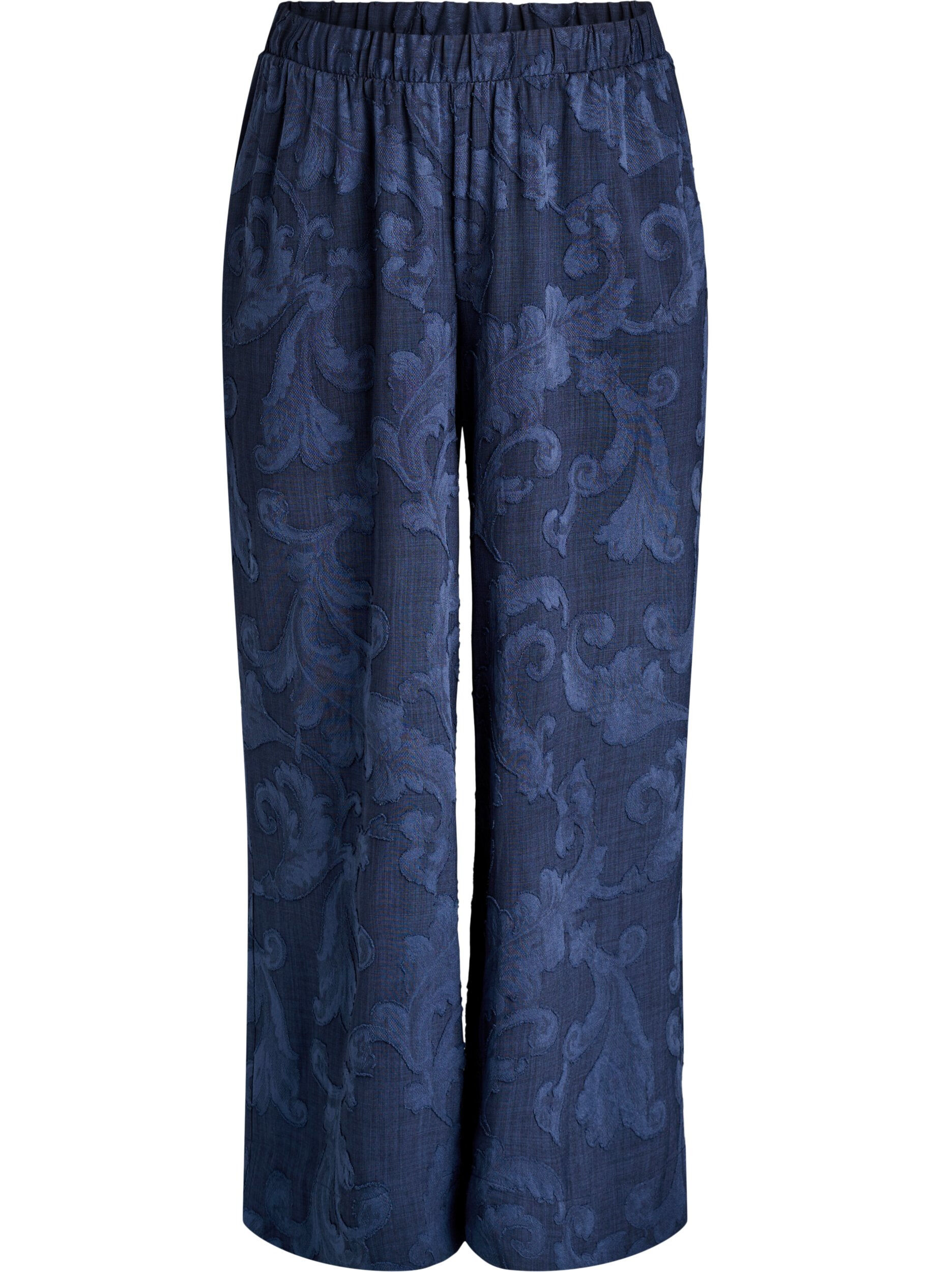 Zizzifashion Loose trousers with a textured tone-on-tone pattern, Blue, Packshot image number 0