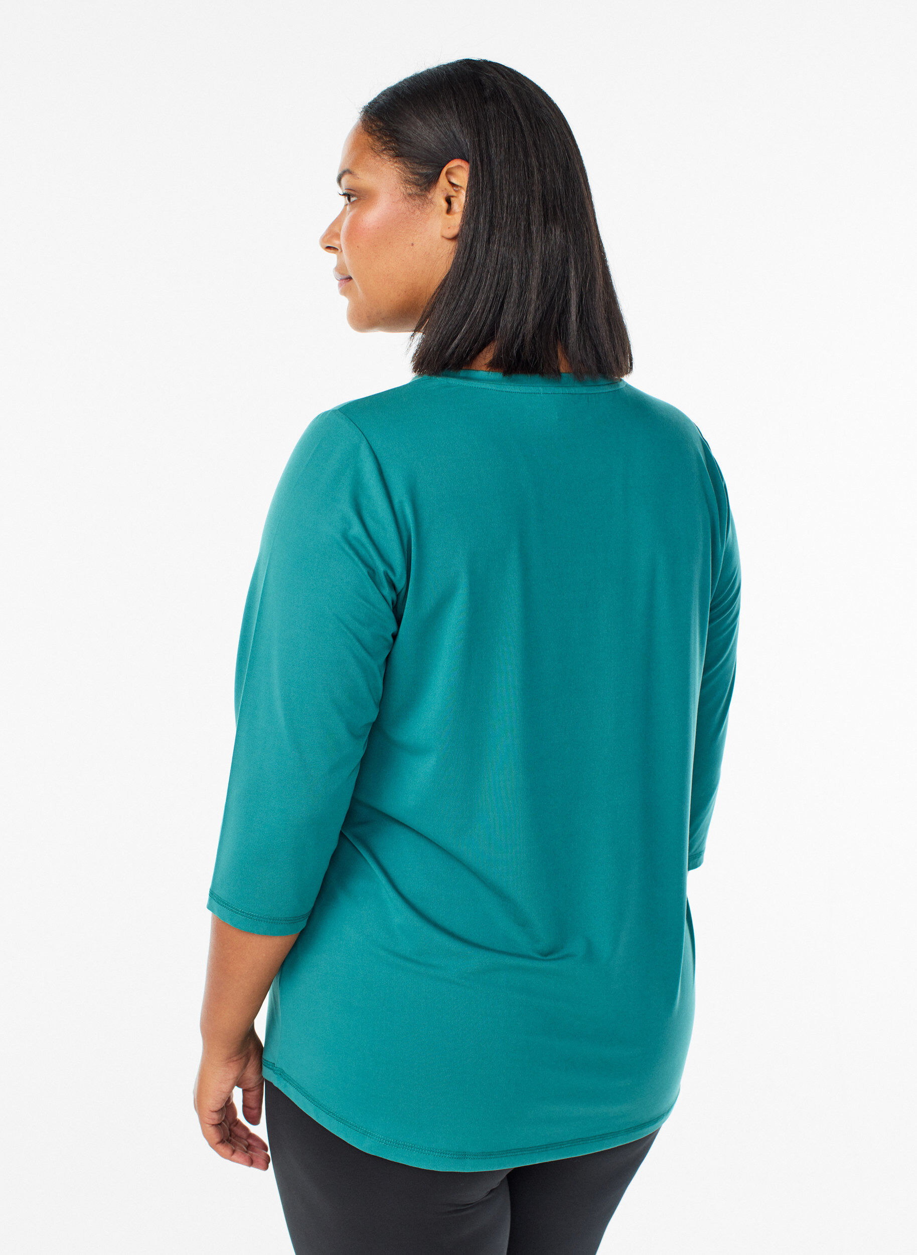ZizzifashionWorkout top with 3/4 sleeves, Green, Model image number 2