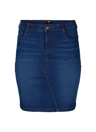 FLASH - Tight-fitting denim skirt, Dark Blue Denim, Packshot image number 0