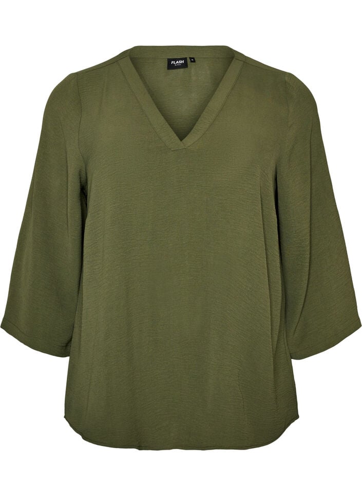 Blouse with 3/4 sleeves, Green, Packshot image number 0