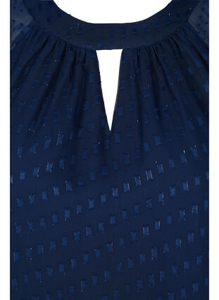 Blouse with 2/4 sleeves in patterned chiffon, Evening Blue, Packshot image number 2