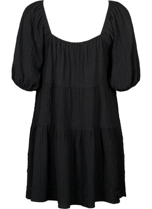 A-shaped short dress with a V-neck, Black, Packshot image number 1