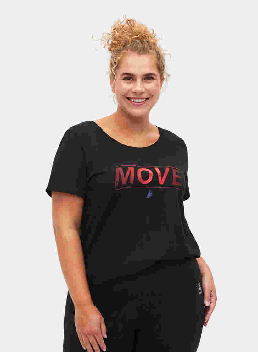 Sports t-shirt with print, Black w. Stripe Move, Model