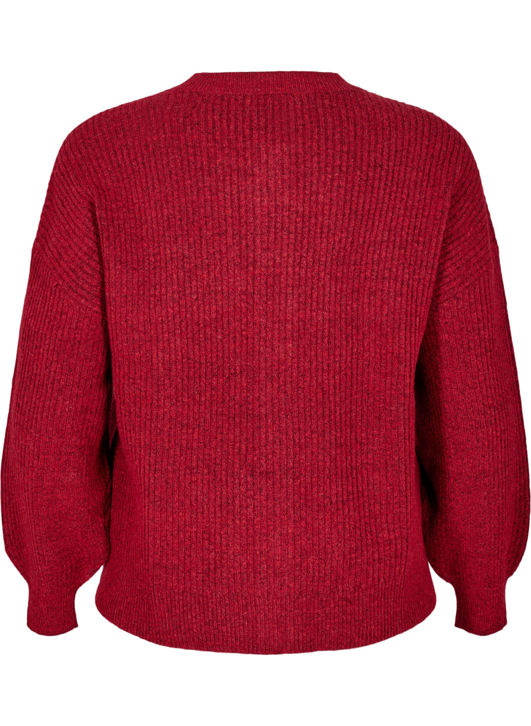 ZizzifashionRib knit cardigan with buttons, Red, Packshot image number 1