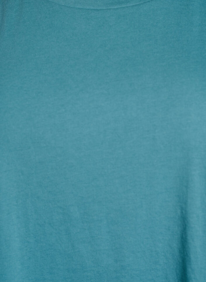 Short sleeve cotton blend T-shirt, Blue, Packshot image number 2