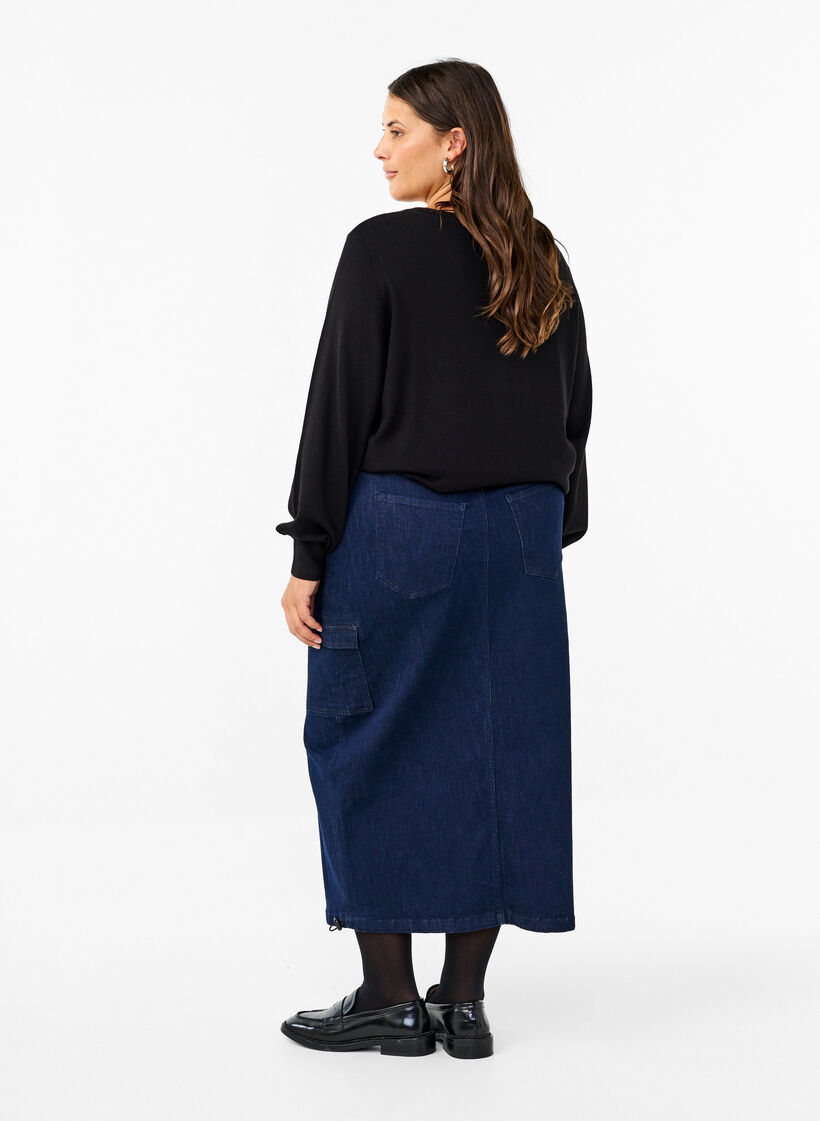 Denim maxi skirt, Dark Blue Denim, Model image number 1