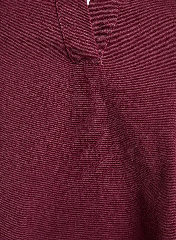 Short denim dress with collar and V-neck, Red, Packshot image number 2