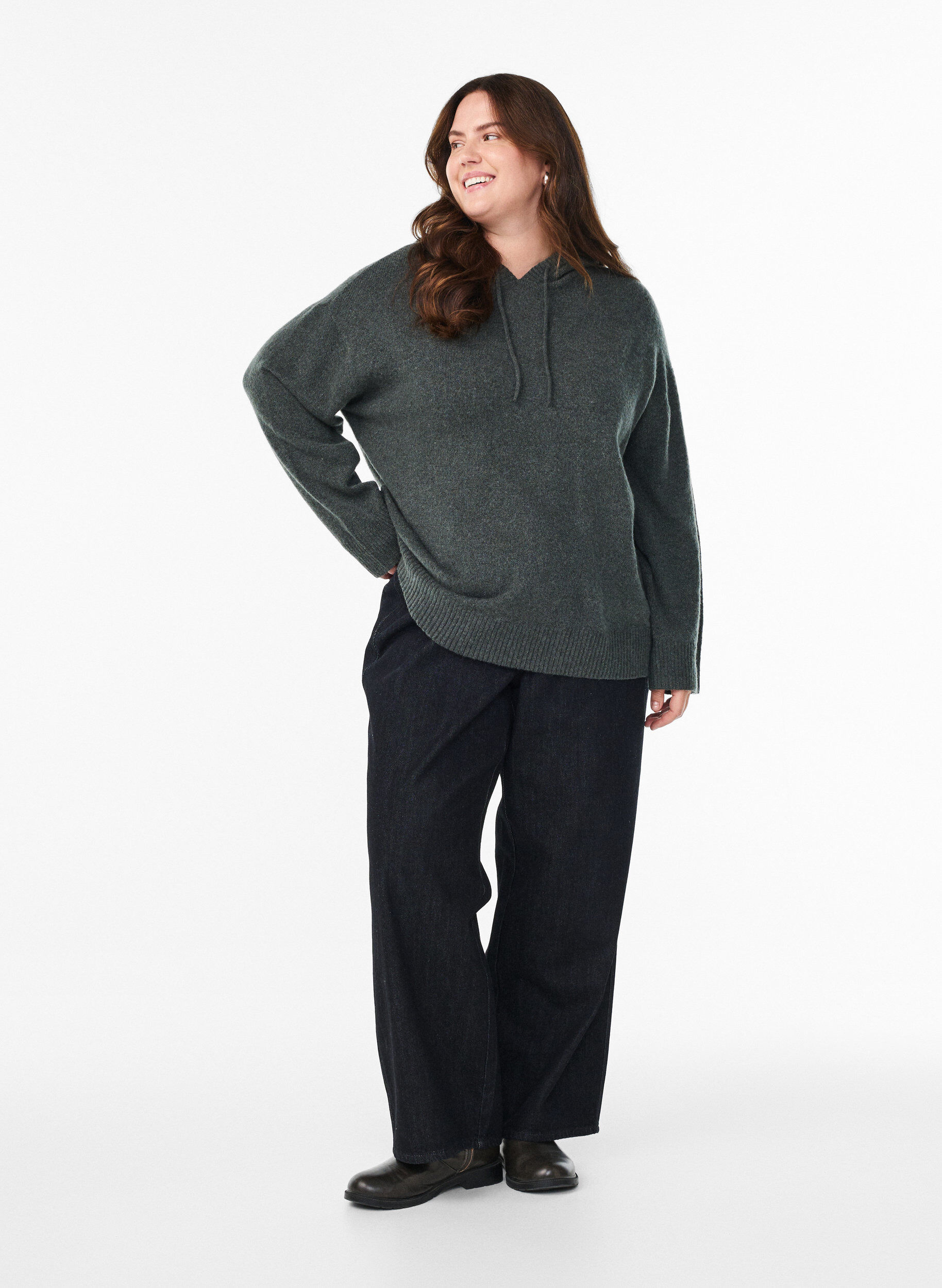 Zizzifashion Knitted hoodie, Green, Model image number 1