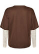 Loose t-shirt with long lace sleeves, Brown, Packshot image number 1