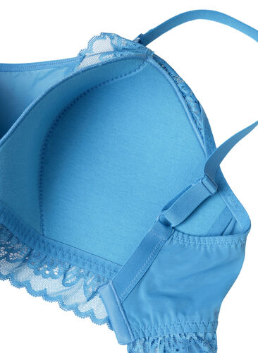 Bra with lace and soft padding, Cendre Blue, Packshot image number 3