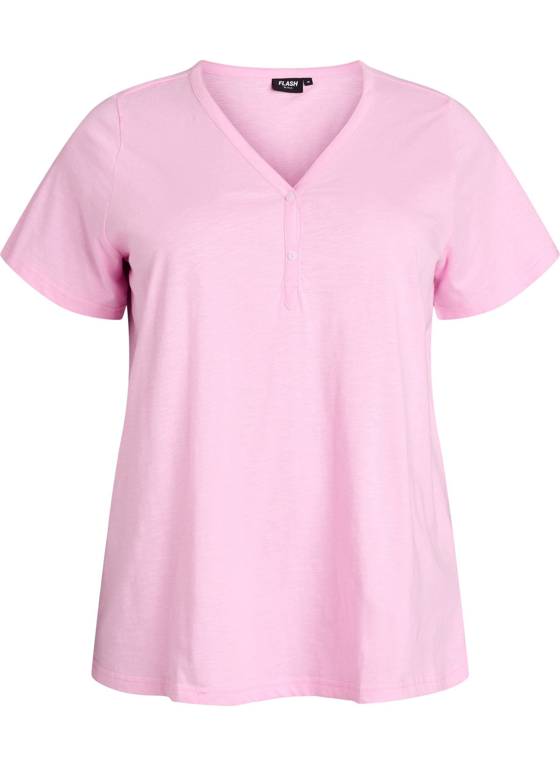 ZizzifashionT-shirt with button detail, Pink, Packshot image number 0