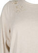 Blouse with floral embroidery and 3/4 sleeves, Oatmeal Melange, Packshot image number 2