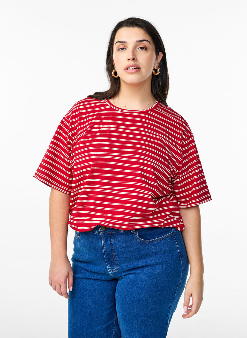 Striped T-shirt, Red, Model image number 0