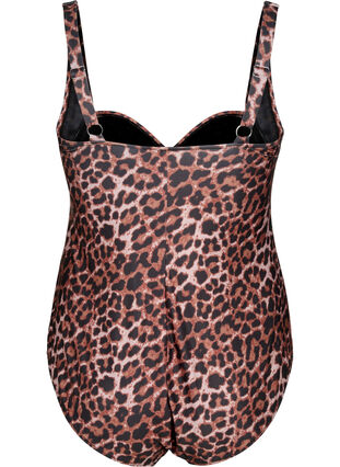 Swimsuit with draping and padded cups, Leopard, Packshot image number 1