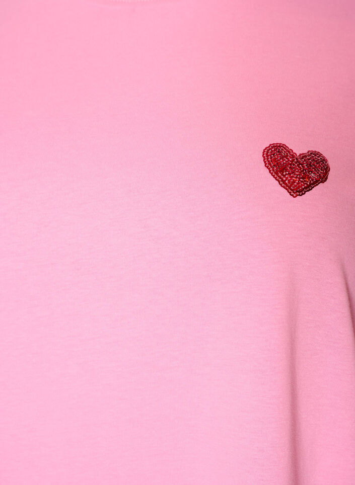 T-shirt with a sequin heart and colourful back print, Pink, Packshot image number 2