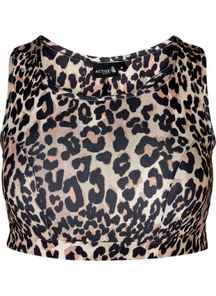 Sports top with leopard print and mesh, Leopard, Packshot image number 0