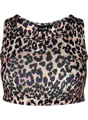 Sports top with leopard print and mesh